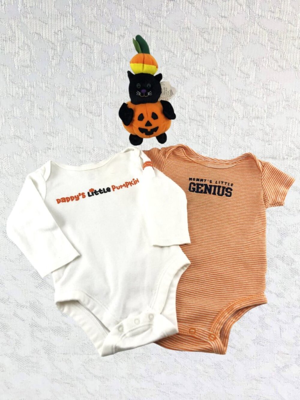 Halloween Baby Onesie Bundle Old Navy 3-6M & Carter’s 6M + NWT Bonus Plush Toy